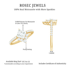 Princess Cut Moissanite Designer Engagement Ring for Women