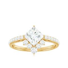 Princess Cut Moissanite Designer Engagement Ring for Women