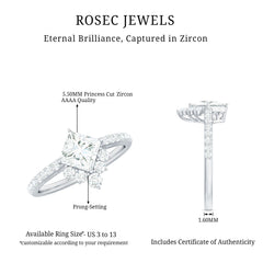 1.75 CT Princess Cut Solitaire Zircon Designer Engagement Ring