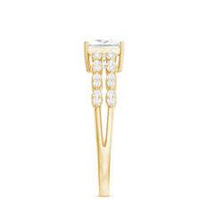 Princess Cut Zircon Double Band Engagement Ring with Side Stones