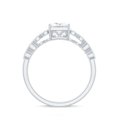 Certified Moissanite Princess Cut Engagement Ring in Double Band