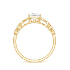 Certified Moissanite Princess Cut Engagement Ring in Double Band