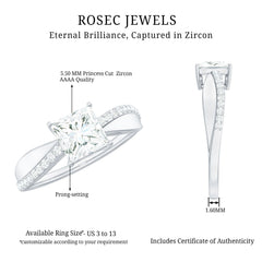 1.25 CT Princess Cut Cubic Zirconia Solitaire Engagement Ring in Gold