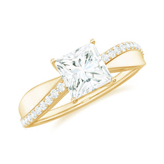 1.25 CT Princess Cut Cubic Zirconia Solitaire Engagement Ring in Gold
