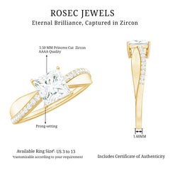 1.25 CT Princess Cut Cubic Zirconia Solitaire Engagement Ring in Gold