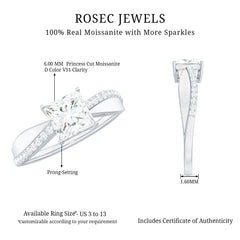 Solitaire Moissanite Princess Cut Engagement Ring