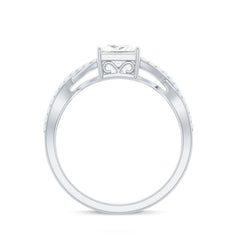 Princess Cut Moissanite Crossover Engagement Ring for Women