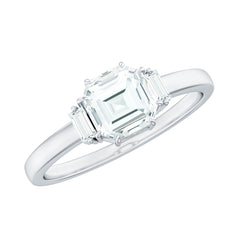 1.50 CT Asscher Cut Solitaire Zircon Engagement Ring
