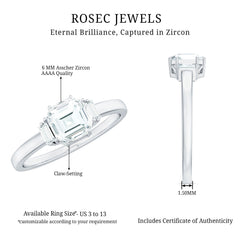 1.50 CT Asscher Cut Solitaire Zircon Engagement Ring