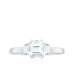 1.50 CT Asscher Cut Solitaire Zircon Engagement Ring