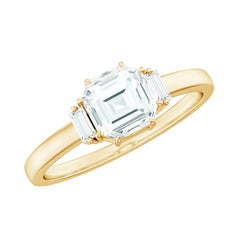 1.50 CT Asscher Cut Solitaire Zircon Engagement Ring