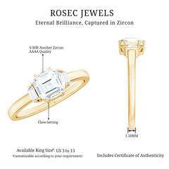 1.50 CT Asscher Cut Solitaire Zircon Engagement Ring