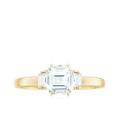1.50 CT Asscher Cut Solitaire Zircon Engagement Ring