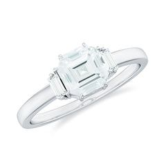 Asscher Cut Moissanite Engagement Ring with Certificate