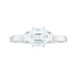 Asscher Cut Moissanite Engagement Ring with Certificate