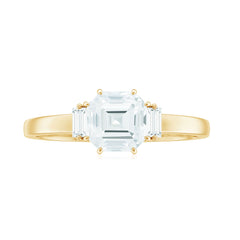 Asscher Cut Moissanite Engagement Ring with Certificate