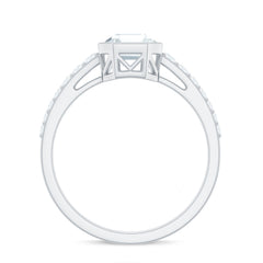 Asscher Cut Moissanite Solitaire Engagement Ring in Bezel Setting