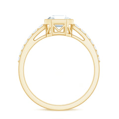 Asscher Cut Moissanite Solitaire Engagement Ring in Bezel Setting