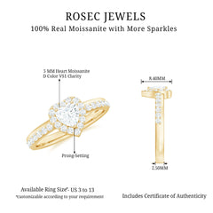 Heart Shape Moissanite Engagement Ring with Halo