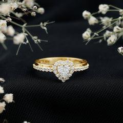 Heart Shape Moissanite Engagement Ring with Halo