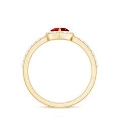 Lab Created Ruby Heart Promise Ring with Diamond Halo