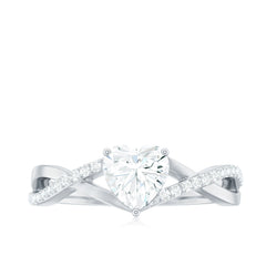 1.50 CT Heart Shape Moissanite Crossover Engagement Ring