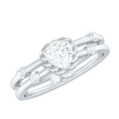Zircon Solitaire Double Band Ring