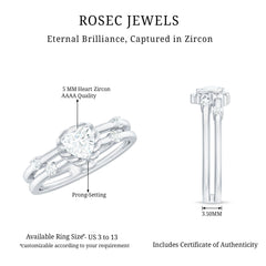 Zircon Solitaire Double Band Ring