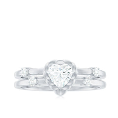Zircon Solitaire Double Band Ring