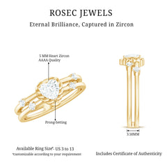 Zircon Solitaire Double Band Ring