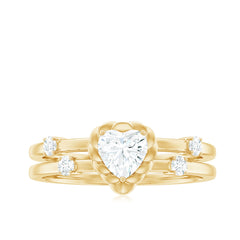 Zircon Solitaire Double Band Ring