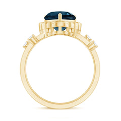3/4 CT Heart Shape London Blue Topaz Double Band Ring with Diamond