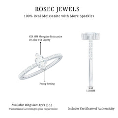 Marquise Cut Moissanite Solitaire Promise Ring for Women