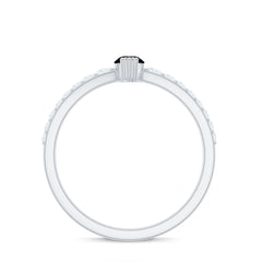 Genuine Marquise Black Spinel Promise Ring with Diamond