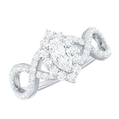 1.50 CT Marquise Cut Zircon Crossover Engagement Ring