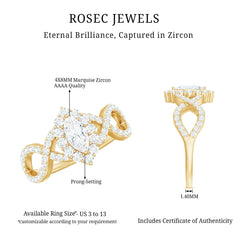 1.50 CT Marquise Cut Zircon Crossover Engagement Ring