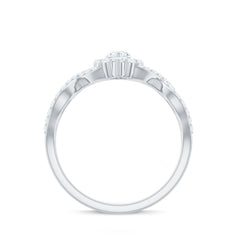 Marquise Moissanite Criss Cross Engagement Ring with Halo