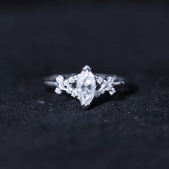 Certified Moissanite Marquise Engagement Ring for Women
