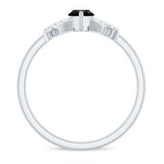 Natural Black Spinel Marquise Engagement Ring with Diamond