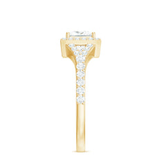 Princess Cut Moissanite Halo Engagement Ring with Split Band