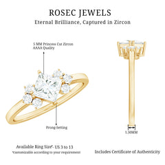 1 CT Princess Cut Cubic Zirconia Engagement Ring in Prong Setting