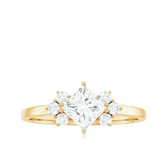 1 CT Princess Cut Cubic Zirconia Engagement Ring in Prong Setting