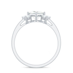 Princess Cut Moissanite Engagement Ring with Trio