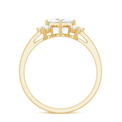 Princess Cut Moissanite Engagement Ring with Trio