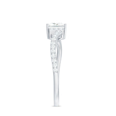 Princess Cut Moissanite Bypass Engagement Ring for Women