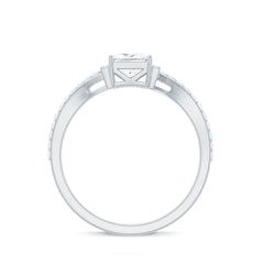Princess Cut Moissanite Bypass Engagement Ring for Women
