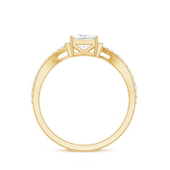 Princess Cut Moissanite Bypass Engagement Ring for Women