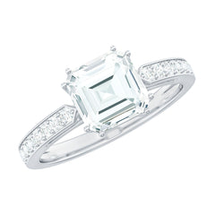 2.50 CT Asscher Cut Solitaire Zircon Engagement Ring
