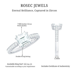 2.50 CT Asscher Cut Solitaire Zircon Engagement Ring