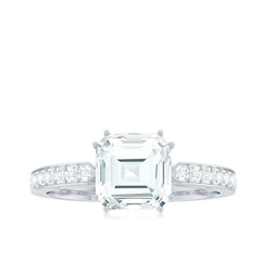 2.50 CT Asscher Cut Solitaire Zircon Engagement Ring